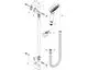 Hansgrohe Duschset mit Handbrause und Brausestange. Enthalten sind diverse Montageelemente und Dichtungen für die Installation.